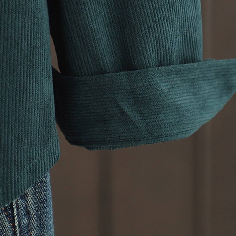 Corduroy Women's Cotton Long Sleeve Jacket With Pockets - Image 23