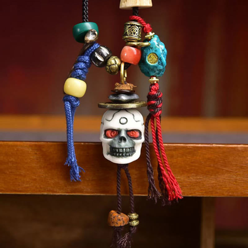 Tibetan Skull The Lord of the Corpse Forest New Beginning Rope Necklace Pendant - Image 3