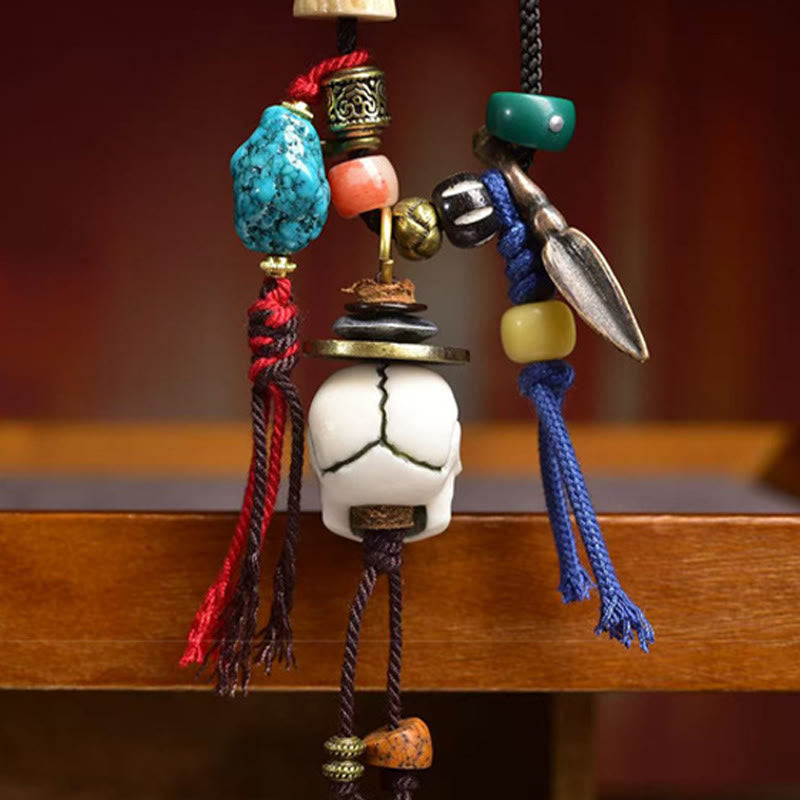 Tibetan Skull The Lord of the Corpse Forest New Beginning Rope Necklace Pendant - Image 4