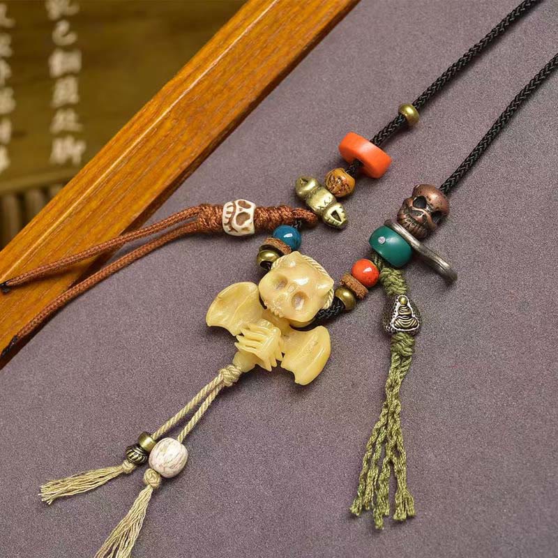 Tibetan Skull The Lord of the Corpse Forest New Beginning Rope Necklace Pendant - Image 8