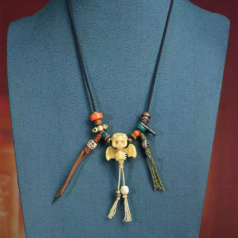 Tibetan Skull The Lord of the Corpse Forest New Beginning Rope Necklace Pendant - Image 10