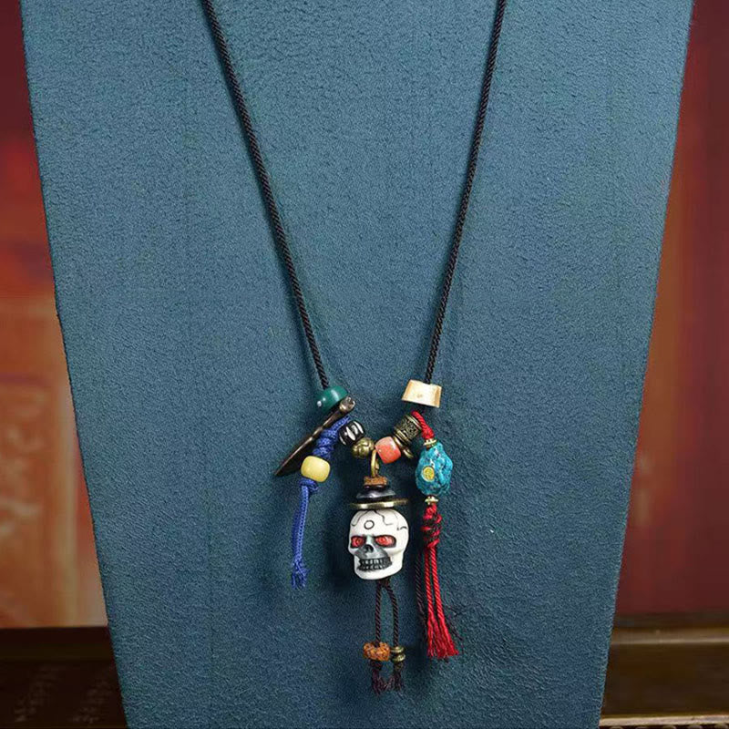 Tibetan Skull The Lord of the Corpse Forest New Beginning Rope Necklace Pendant - Image 5