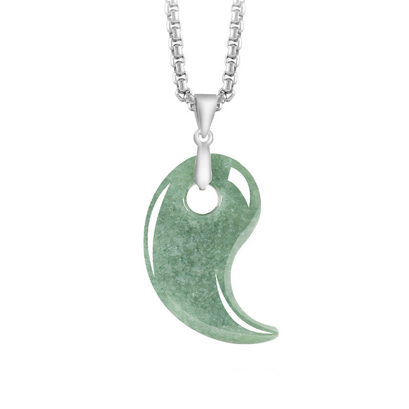 925 Sterling Silver Teardrop Design Jade Titanium Steel Chain Necklace Luck Pendant