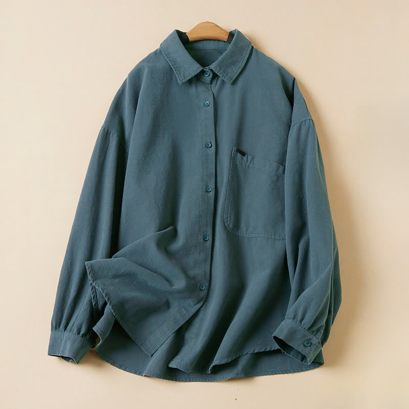 Casual Buttons Design Women's Stand Collar Long Sleeve Cotton Shirt