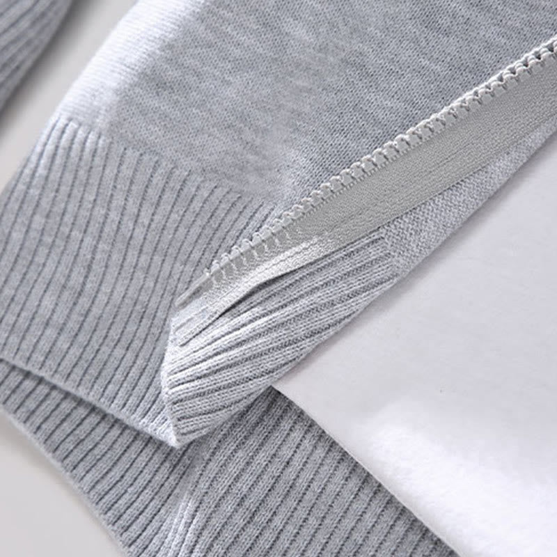 Plain Zipper Ribbed Bottom Hem Design Men's Long Sleeve Cotton Jacket - Image 8