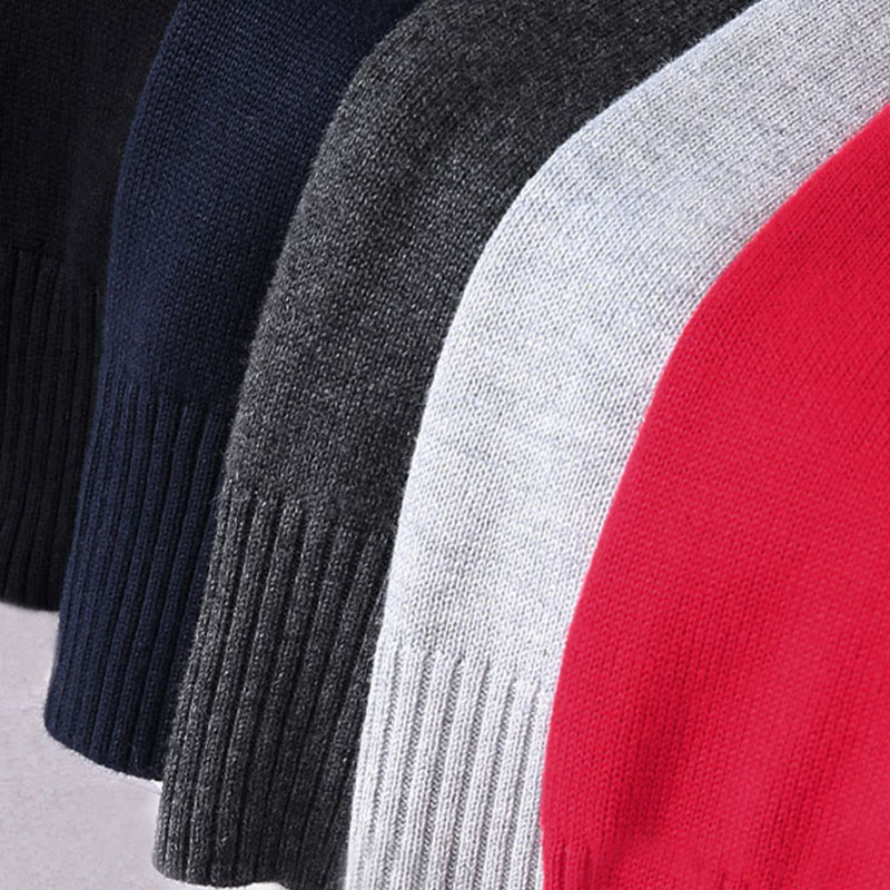 Plain Zipper Ribbed Bottom Hem Design Men's Long Sleeve Cotton Jacket - Image 17