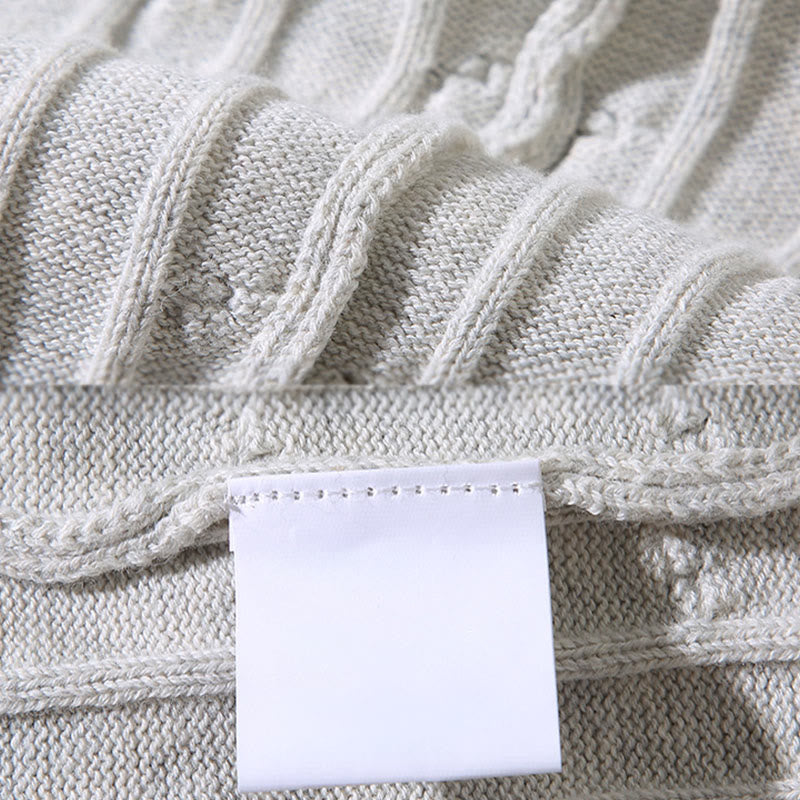 Cable Knit Design Men's Crew Neck Long Sleeve Pure Cotton Sweater - Image 12