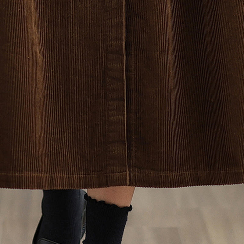 Plain Buttons Long Sleeve Women's Cotton Corduroy Coat With Pockets - Image 10