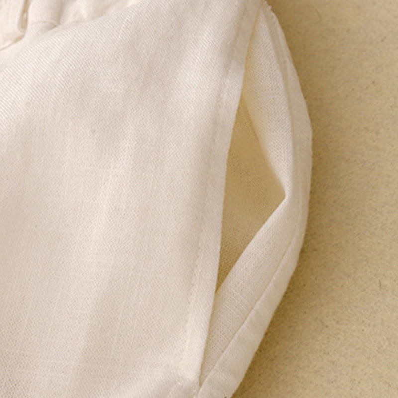 Solid Color Cotton Women's Wide Leg Pants With Pockets - Image 9