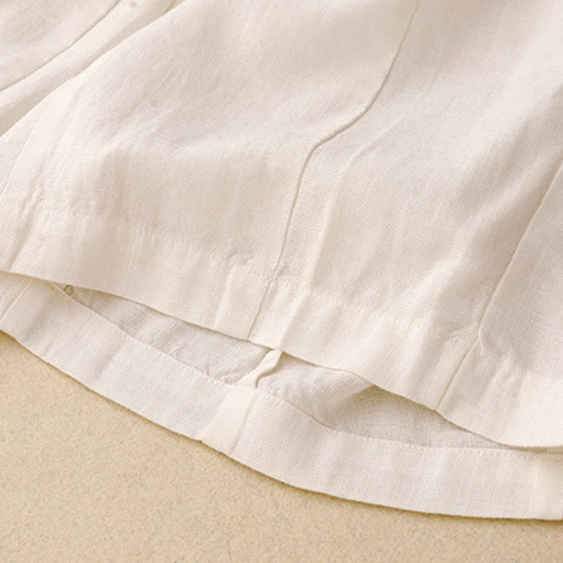 Solid Color Cotton Women's Wide Leg Pants With Pockets - Image 10