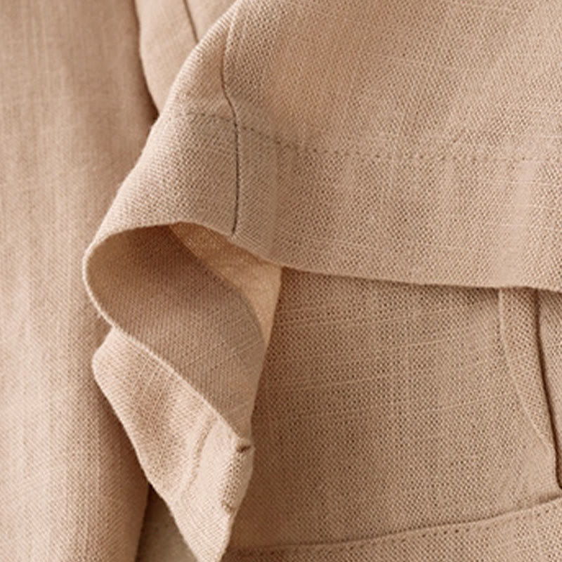 Solid Color Cotton Women's Wide Leg Pants With Pockets - Image 17