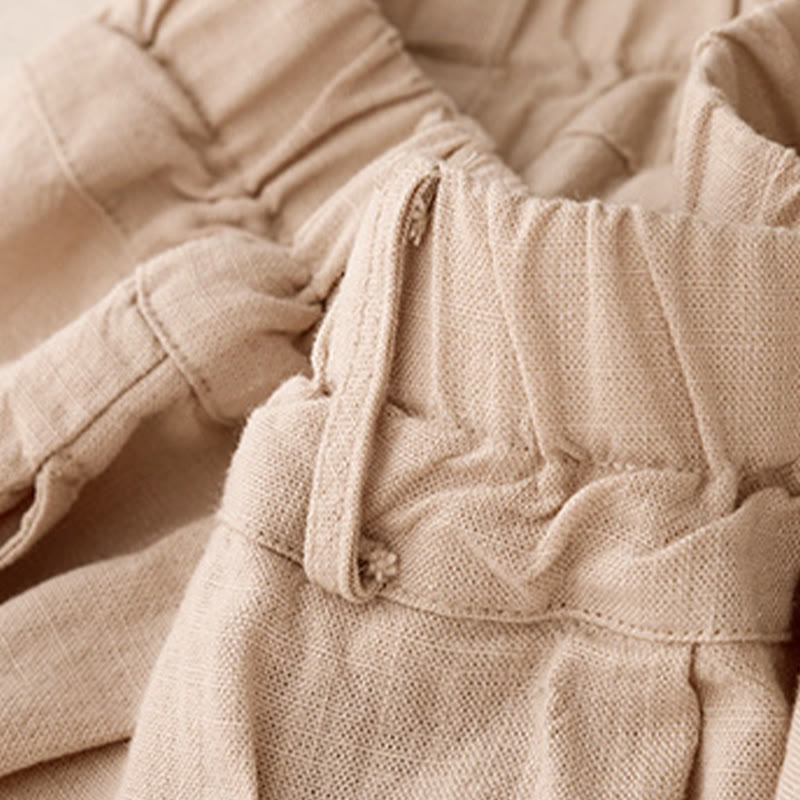 Solid Color Cotton Women's Wide Leg Pants With Pockets - Image 22