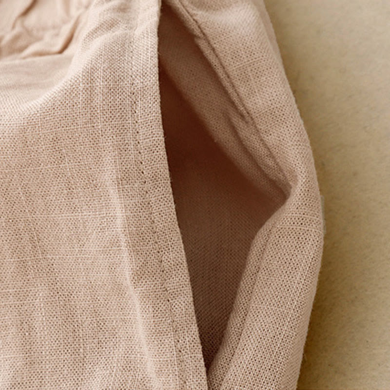 Solid Color Cotton Women's Wide Leg Pants With Pockets - Image 16