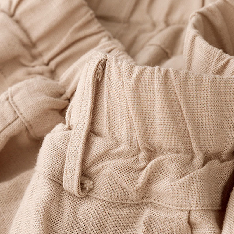 Solid Color Cotton Women's Wide Leg Pants With Pockets - Image 20