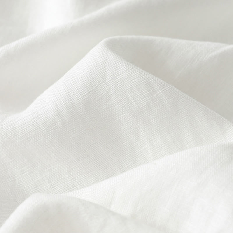 Solid Color Cotton Women's Button Wide Leg Pants With Pockets - Image 14