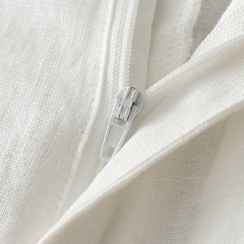 Solid Color Cotton Women's Button Wide Leg Pants With Pockets - Image 12