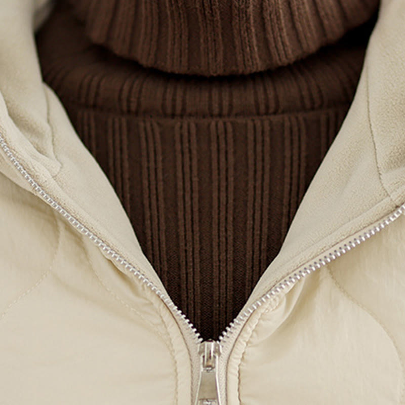 Women's Long Sleeve Thickened Warm Hood Cotton Jacket With Pockets - Image 6