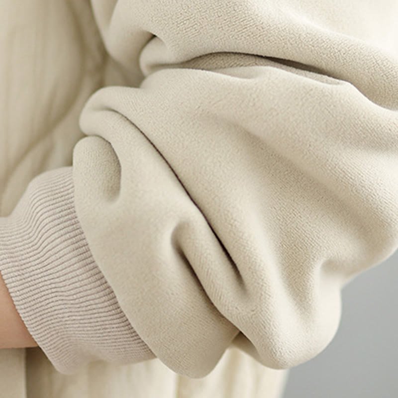 Women's Long Sleeve Thickened Warm Hood Cotton Jacket With Pockets - Image 9