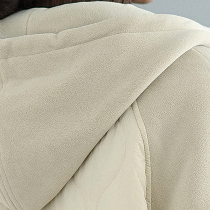 Women's Long Sleeve Thickened Warm Hood Cotton Jacket With Pockets - Image 7