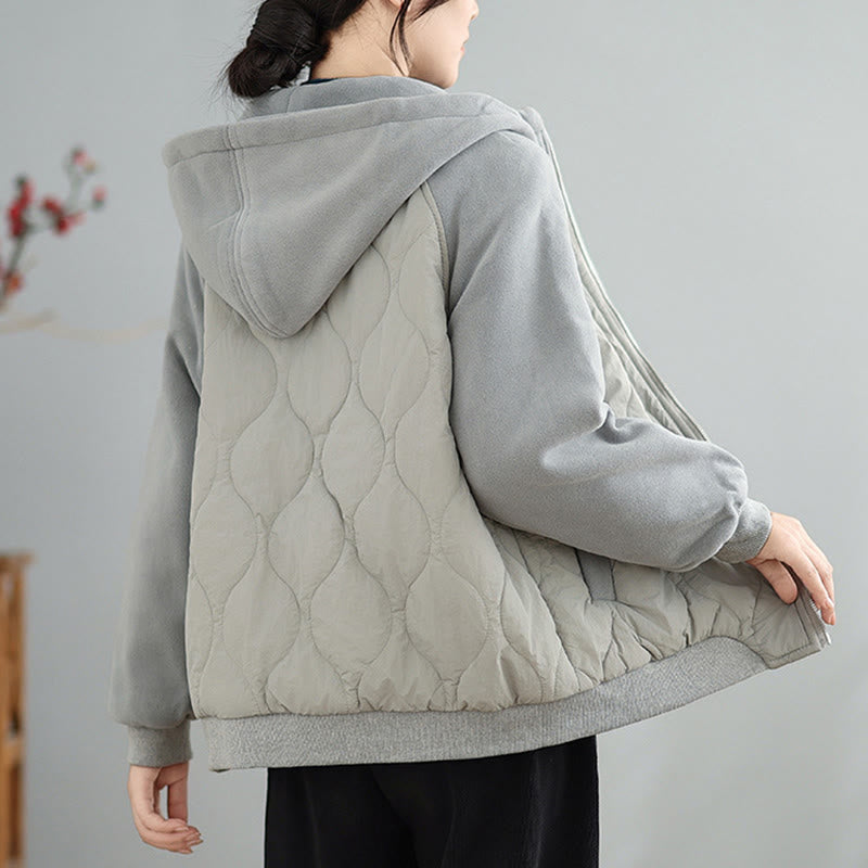 Women's Long Sleeve Thickened Warm Hood Cotton Jacket With Pockets - Image 13