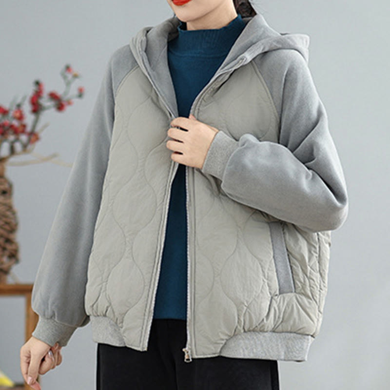 Women's Long Sleeve Thickened Warm Hood Cotton Jacket With Pockets - Image 14