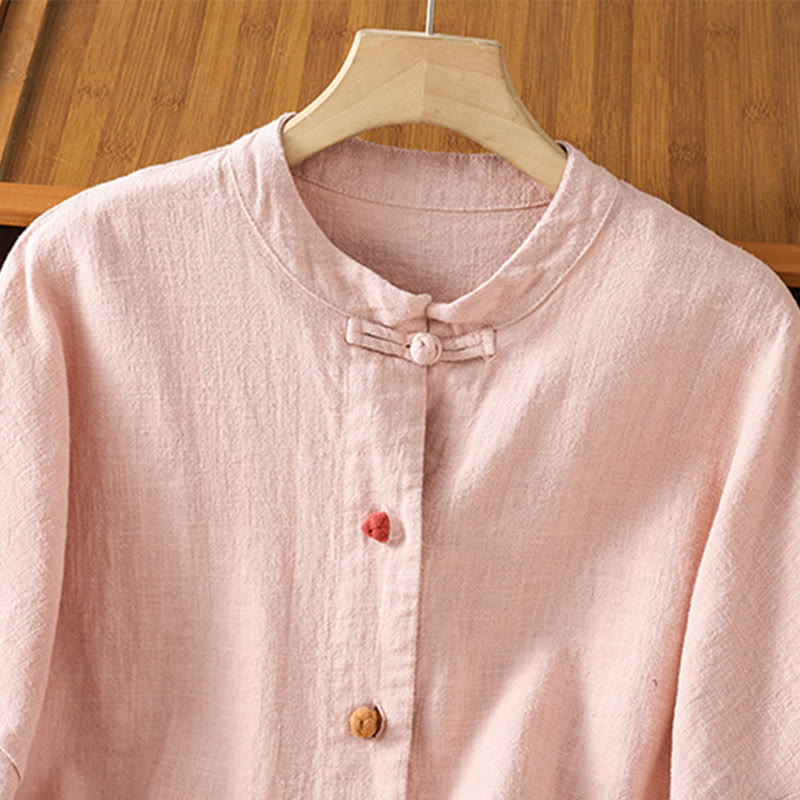 Casual Frog-button Women's Long Sleeve Cotton Polyester Shirt With Pockets - Image 15