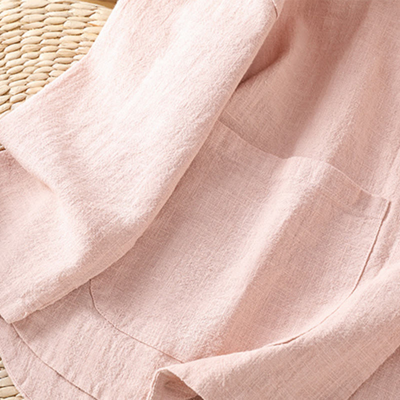 Casual Frog-button Women's Long Sleeve Cotton Polyester Shirt With Pockets - Image 11