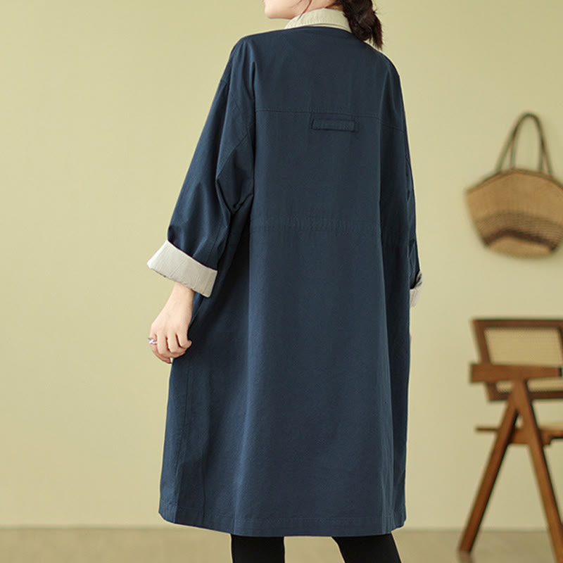 Splicing Color Buttons Women's Cotton Coat With Pockets - Image 8