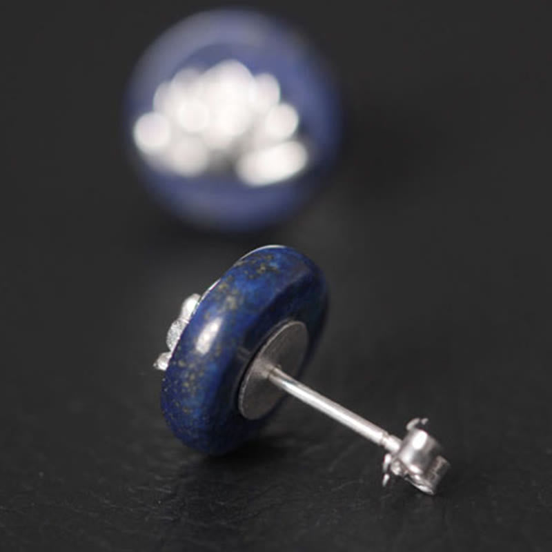 Lazurite 925 Sterling Silver Lotus Pattern Enlightenment Earrings - Image 4