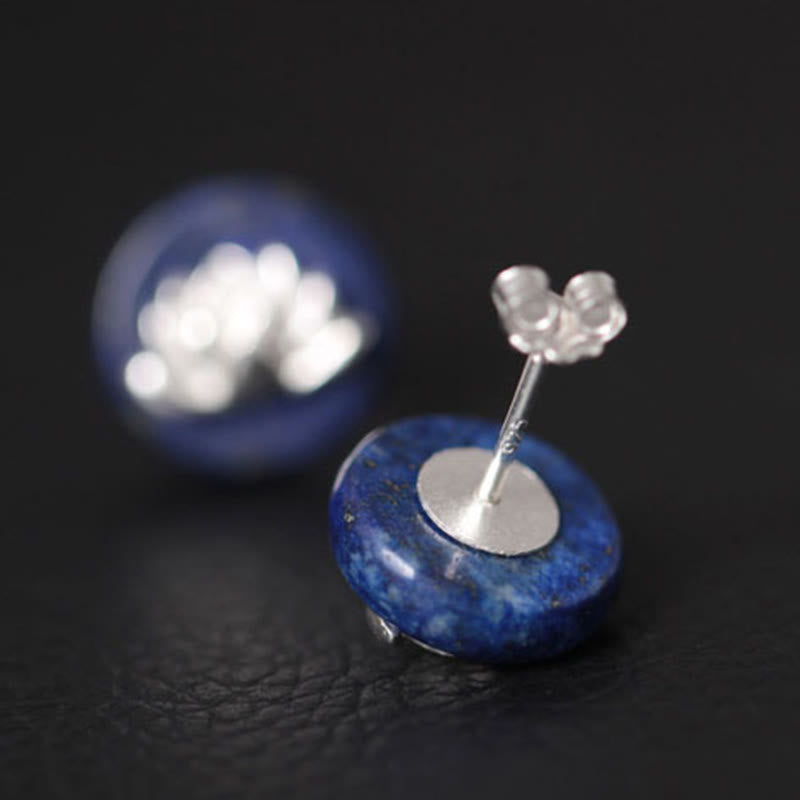Lazurite 925 Sterling Silver Lotus Pattern Enlightenment Earrings - Image 3