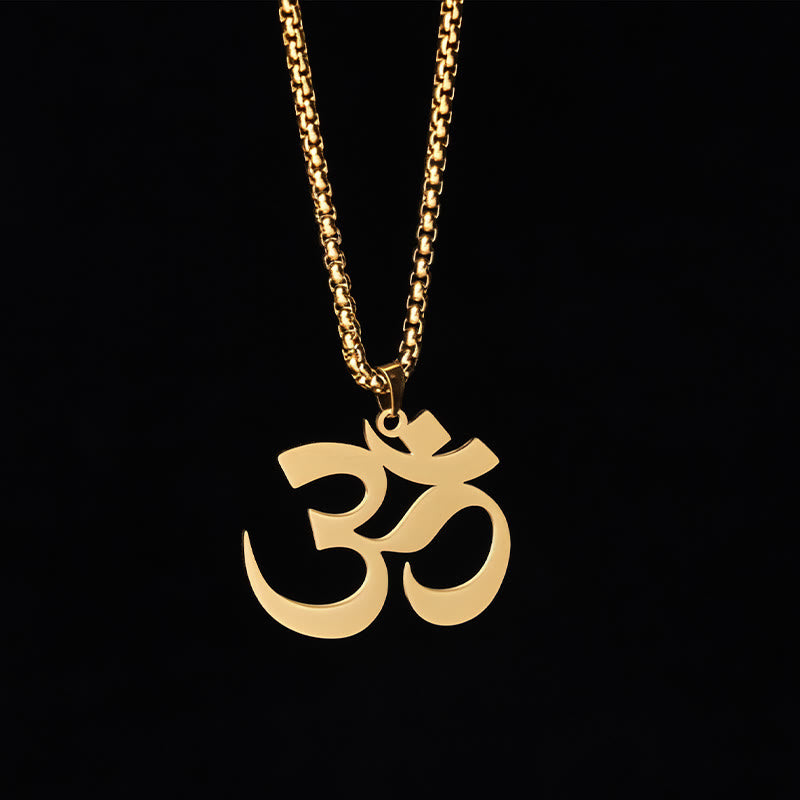 Om Symbol Mantra Stainless Steel Focus Necklace Pendant