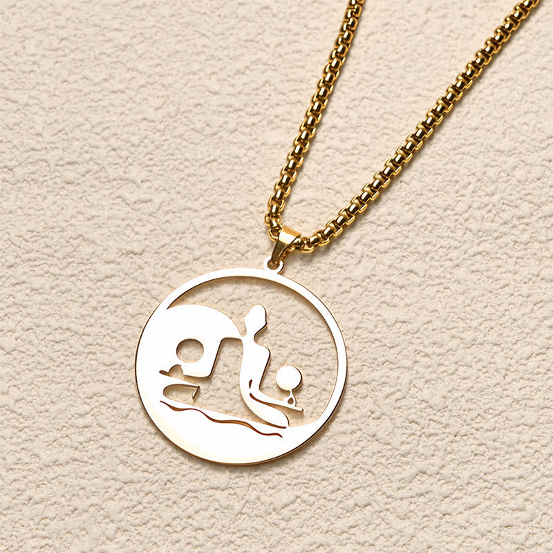 Yin Yang Buddha Figure Hollow Design Stainless Steel Balance Necklace Pendant - Image 14