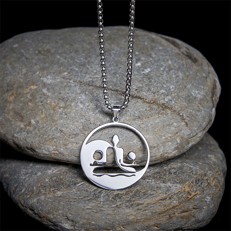 Yin Yang Buddha Figure Hollow Design Stainless Steel Balance Necklace Pendant - Image 18