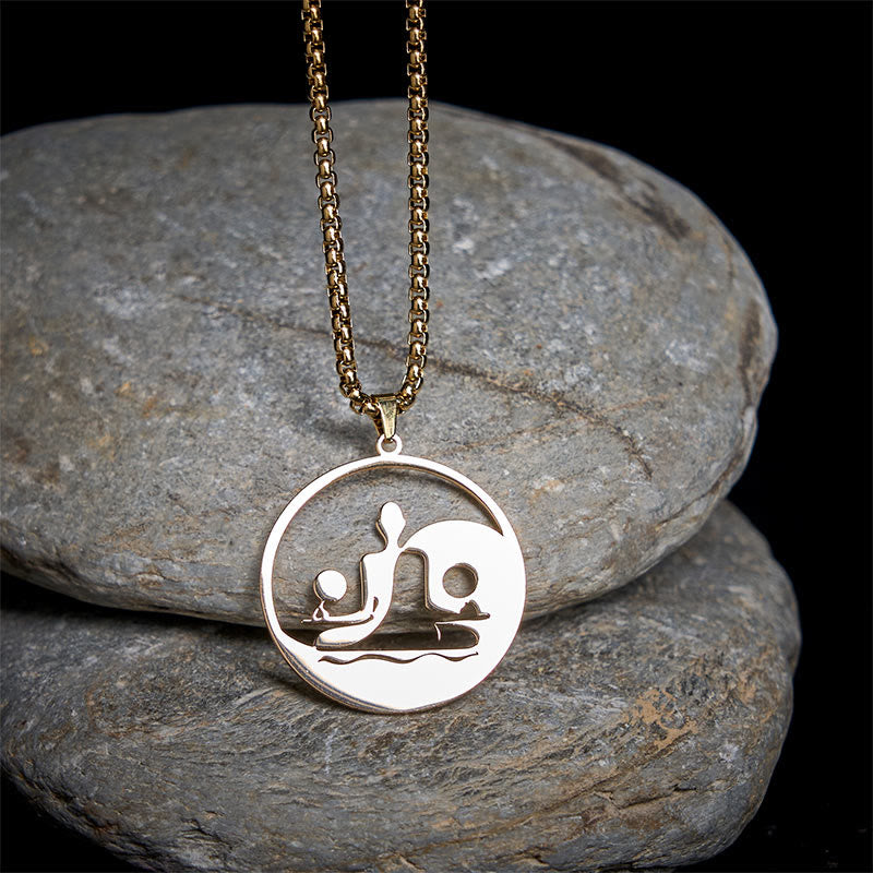 Yin Yang Buddha Figure Hollow Design Stainless Steel Balance Necklace Pendant - Image 11