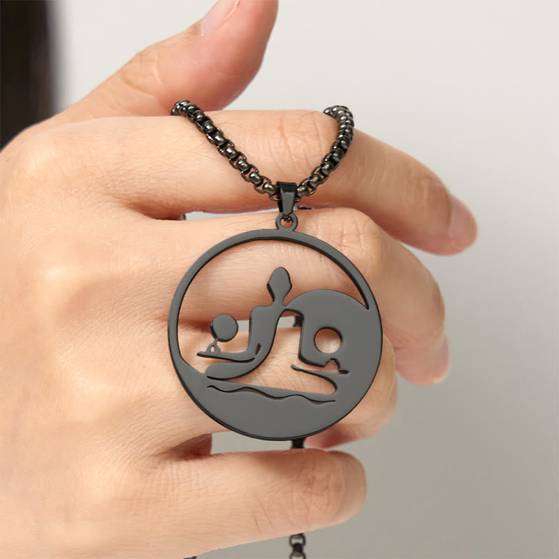 Yin Yang Buddha Figure Hollow Design Stainless Steel Balance Necklace Pendant - Image 7