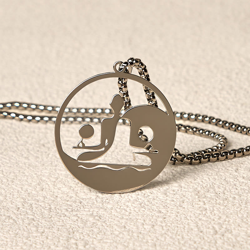 Yin Yang Buddha Figure Hollow Design Stainless Steel Balance Necklace Pendant - Image 22