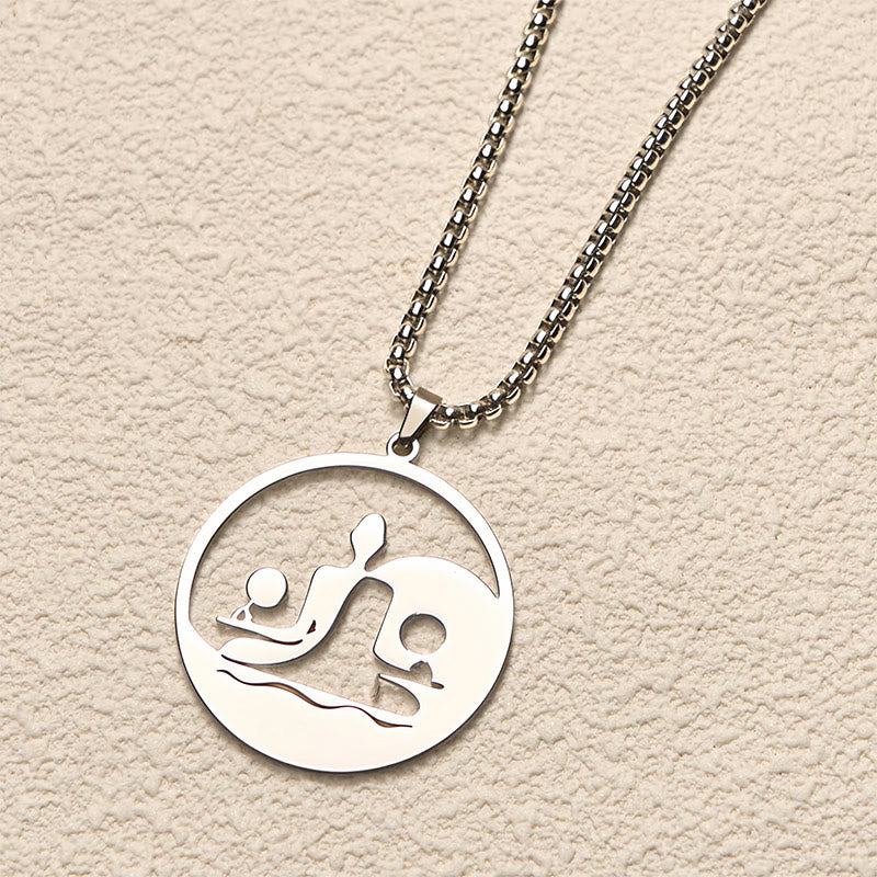 Yin Yang Buddha Figure Hollow Design Stainless Steel Balance Necklace Pendant - Image 21