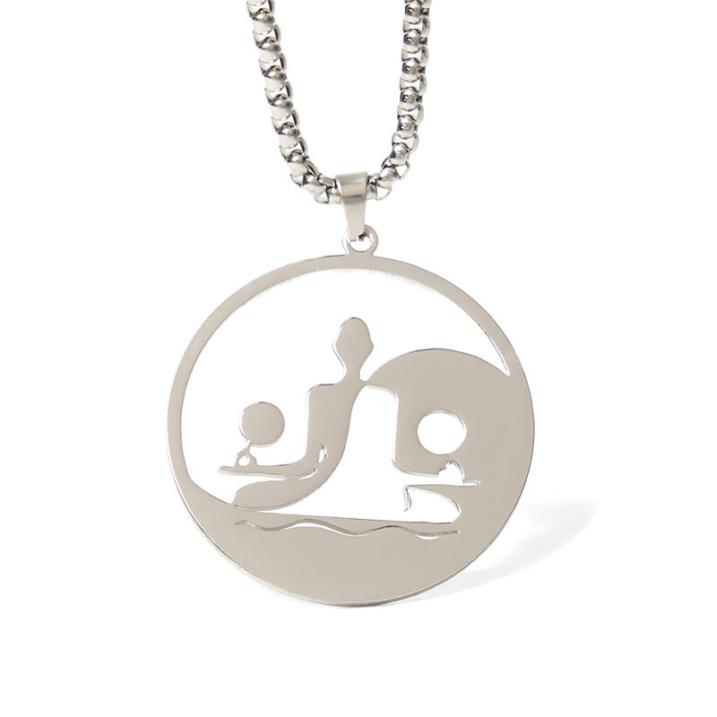 Yin Yang Buddha Figure Hollow Design Stainless Steel Balance Necklace Pendant - Image 17