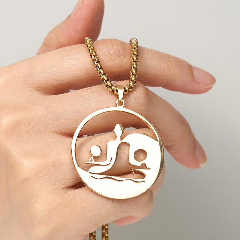 Yin Yang Buddha Figure Hollow Design Stainless Steel Balance Necklace Pendant - Image 16