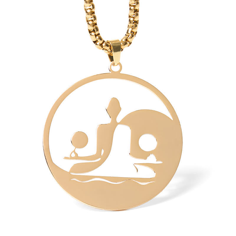 Yin Yang Buddha Figure Hollow Design Stainless Steel Balance Necklace Pendant - Image 10