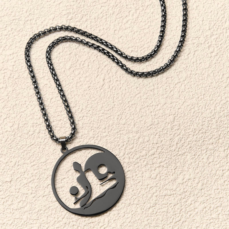 Yin Yang Buddha Figure Hollow Design Stainless Steel Balance Necklace Pendant - Image 4