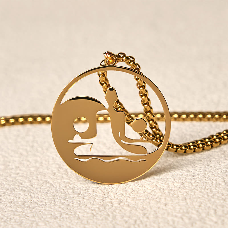 Yin Yang Buddha Figure Hollow Design Stainless Steel Balance Necklace Pendant - Image 15