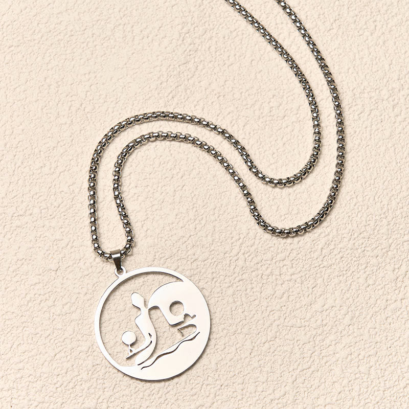 Yin Yang Buddha Figure Hollow Design Stainless Steel Balance Necklace Pendant - Image 20