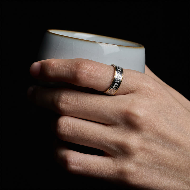 Tibetan Scriptures Shurangama Mantra Titanium Steel Spinner Balance Ring - Image 5