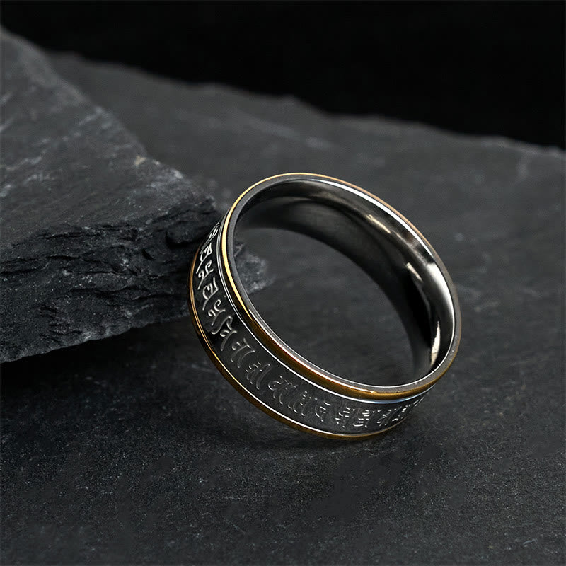 Tibetan Scriptures Shurangama Mantra Titanium Steel Spinner Balance Ring - Image 4
