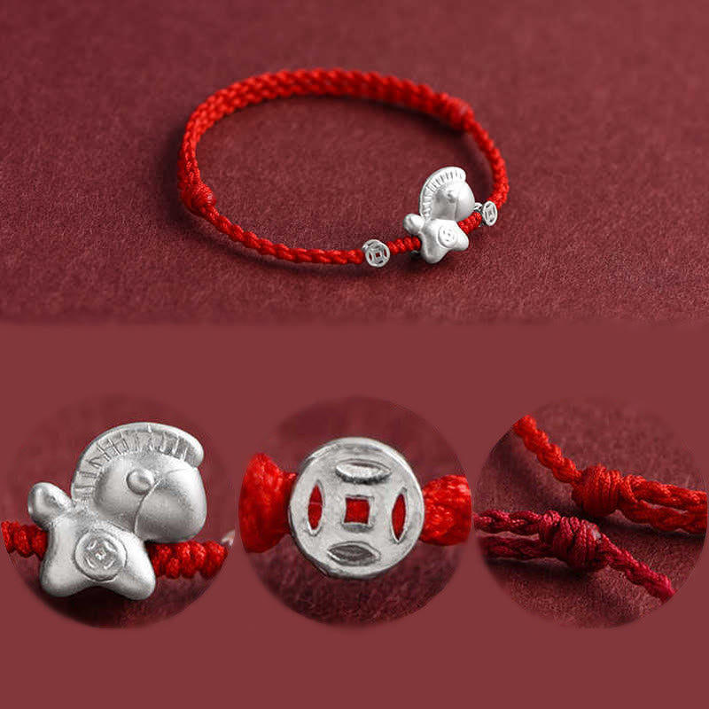Year of the Horse 999 Sterling Silver Copper Coins Luck Rope Braided Bracelet Anklet - Image 16