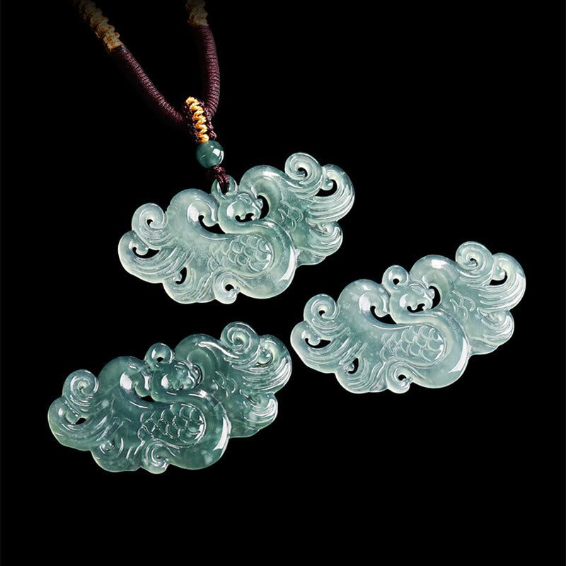 Chinese Phoenix Jade Luck Necklace String Pendant - Image 4