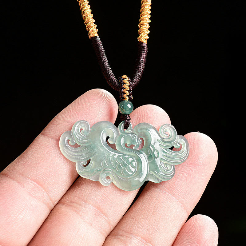 Chinese Phoenix Jade Luck Necklace String Pendant - Image 3