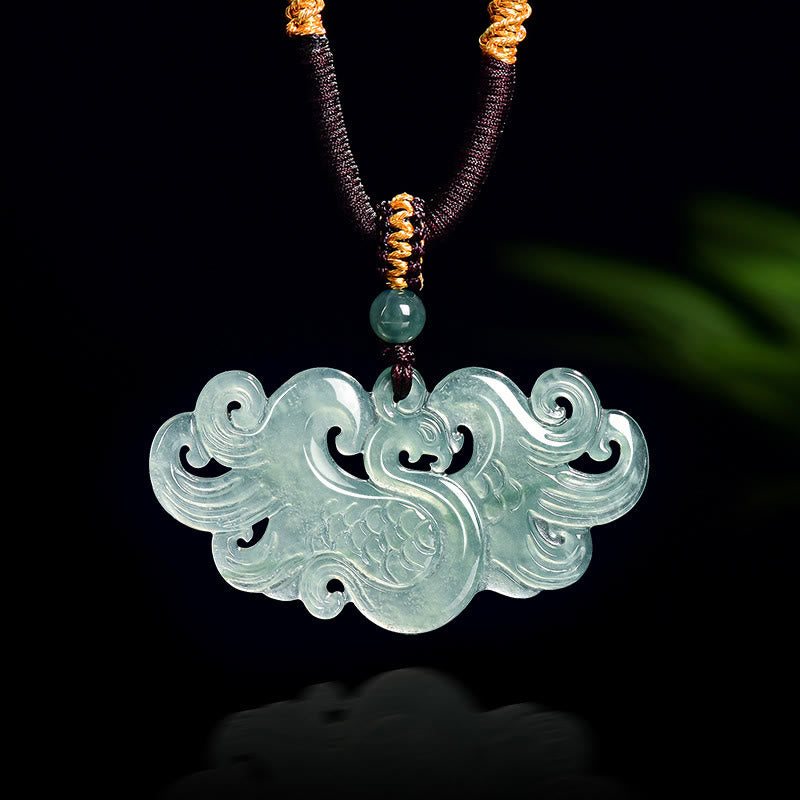 Chinese Phoenix Jade Luck Necklace String Pendant - Image 8