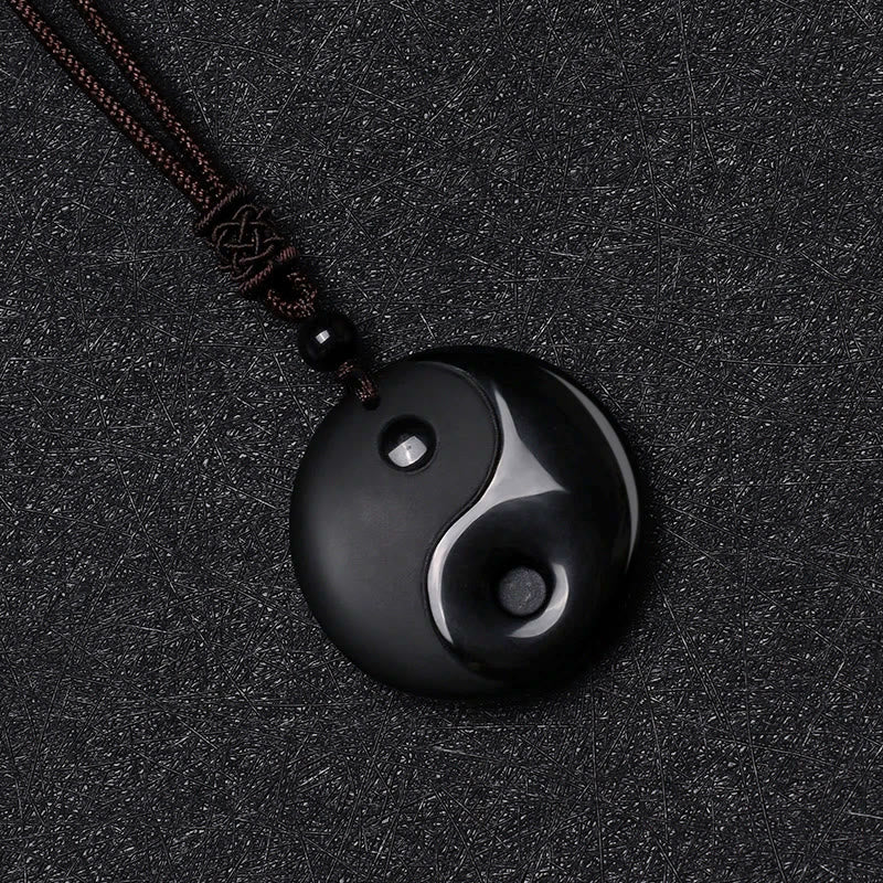 "Sending Balance and Protection" Obsidian Yin Yang Necklace Includes Gift Message Card - Image 5